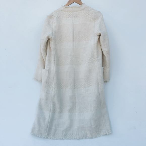 Zara Outerwear Cotton Wool Knit Open Long Cardigan Sweater Cream XS Small - Picture 2 of 9